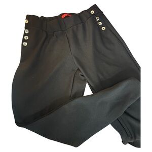 Black Pants with Gold Button Accents